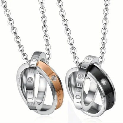Eternal Double Ring Couples Necklace Set
