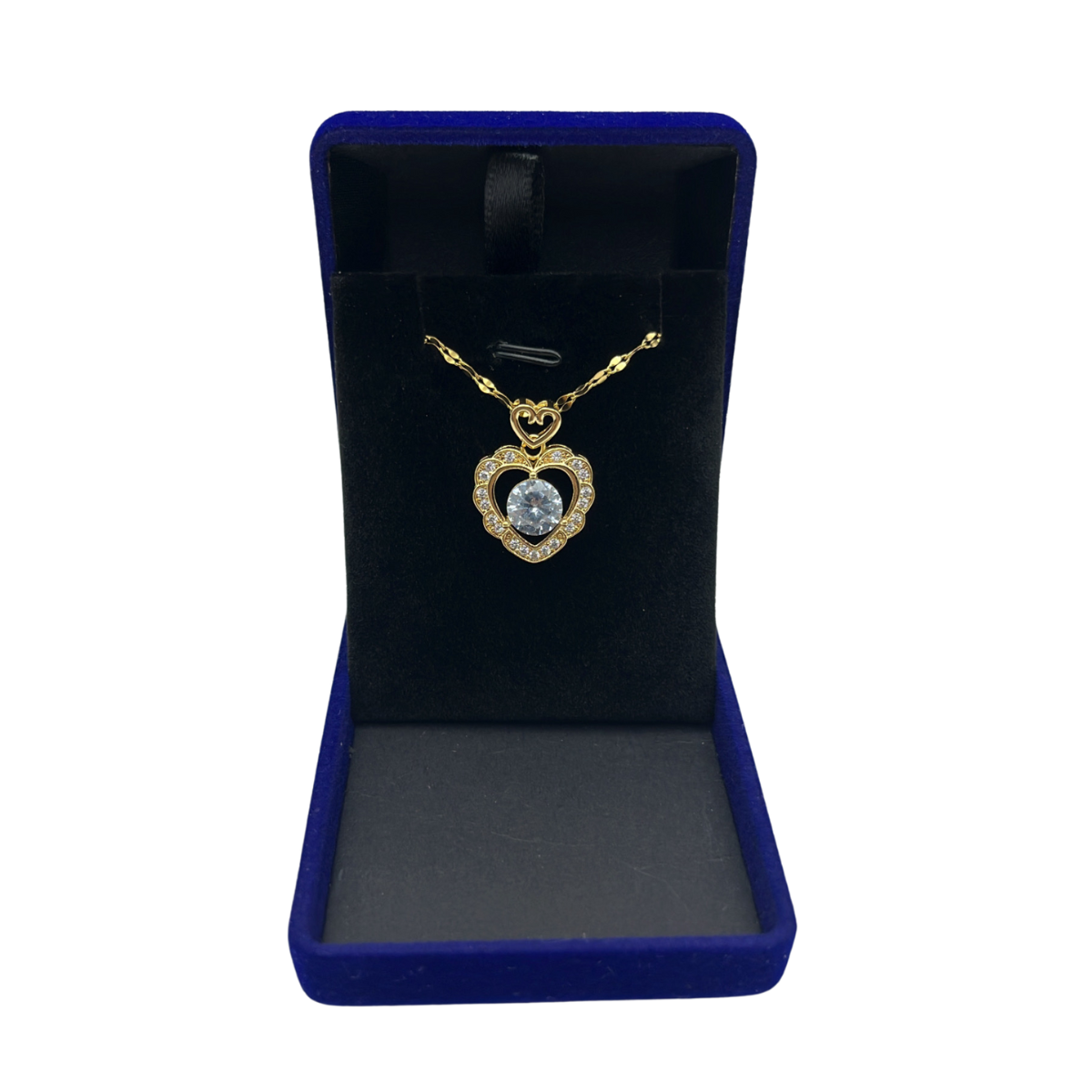 Stainless Steel Zircon Heart Necklace with Crystal