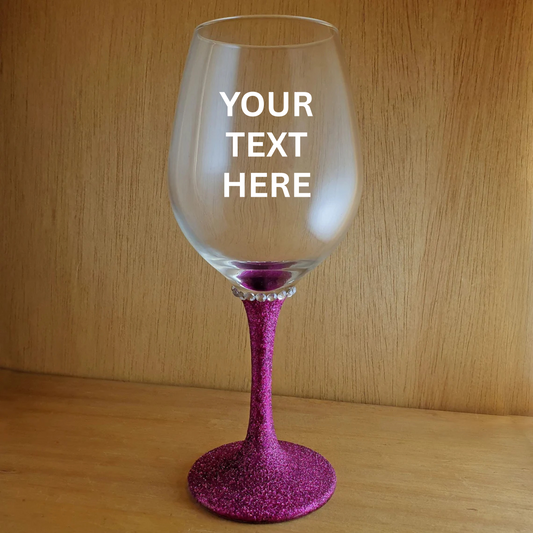 Personalized Name & Glitter Stem Glass with Rhinestone