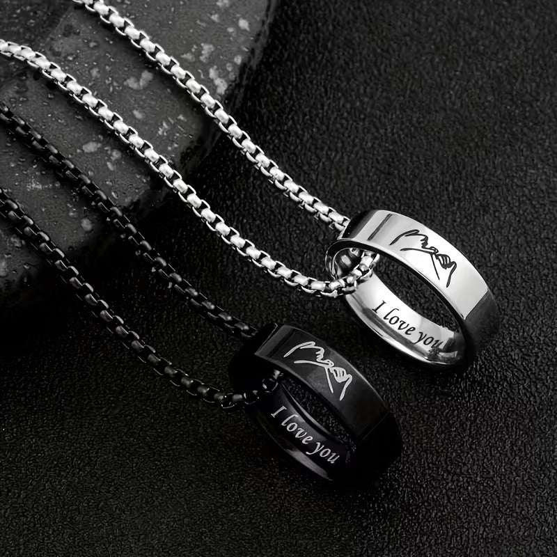 Hand-In-Hand Ring Pendant Necklace Set