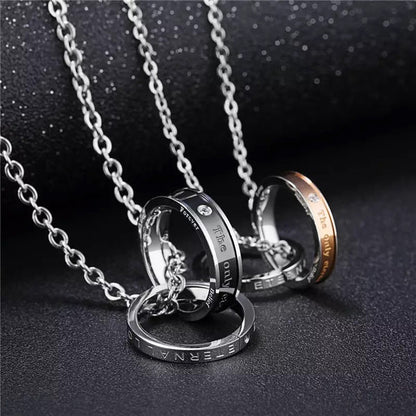 Eternal Double Ring Couples Necklace Set