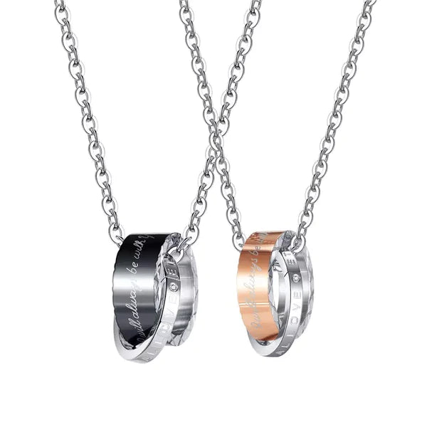 Eternal Love Double Ring Couples Necklace Set