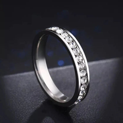 Silver Crystal Stainless Steel Ring
